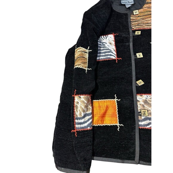 Indigo Moon jacket black size M unique boho artsy patchwork pattern - Picture 15 of 16